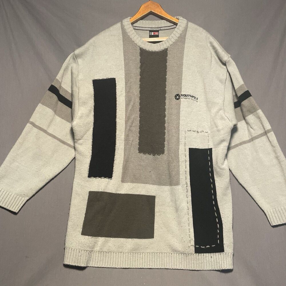 South Pole Retro Y2K Color Block Sweater Gray Size XXL
